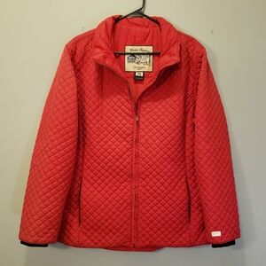 Obermeyer Womens Quilted Puffer Zipper Jacket Red Winter Elegance Size 12